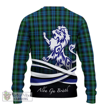 Lyon Tartan Ugly Sweater with Alba Gu Brath Regal Lion Emblem - Tartan Vibes Clothing