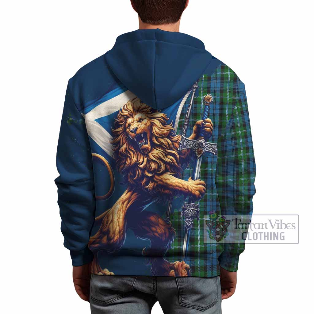 Lyon Tartan Family Crest Hoodie with Scottish Majestic Lion - Tartan Vibes Clothing