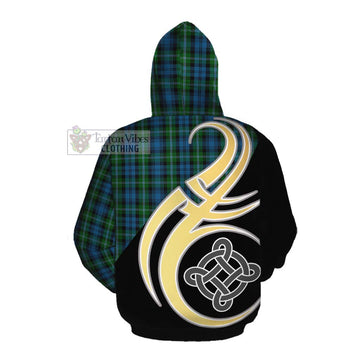 Lyon Tartan Cotton Hoodie with Family Crest and Celtic Symbol Style Pullover Hoodie - Tartan Vibes Clothing