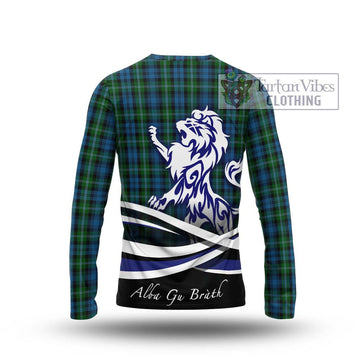 Lyon Tartan Long Sleeve T-Shirt with Alba Gu Brath Regal Lion Emblem - Tartan Vibes Clothing