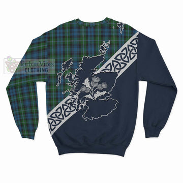 Lyon Tartan Sweatshirt Featuring Thistle and Scotland Map - Tartan Vibes Clothing