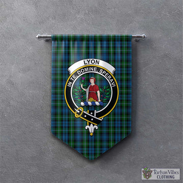 Lyon Tartan Gonfalon, Tartan Banner with Family Crest - Tartan Vibes Clothing