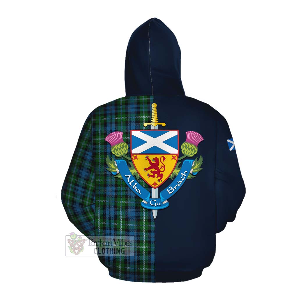 Lyon Tartan Cotton Hoodie Alba with Scottish Lion Royal Arm Half Style Pullover Hoodie - Tartan Vibes Clothing