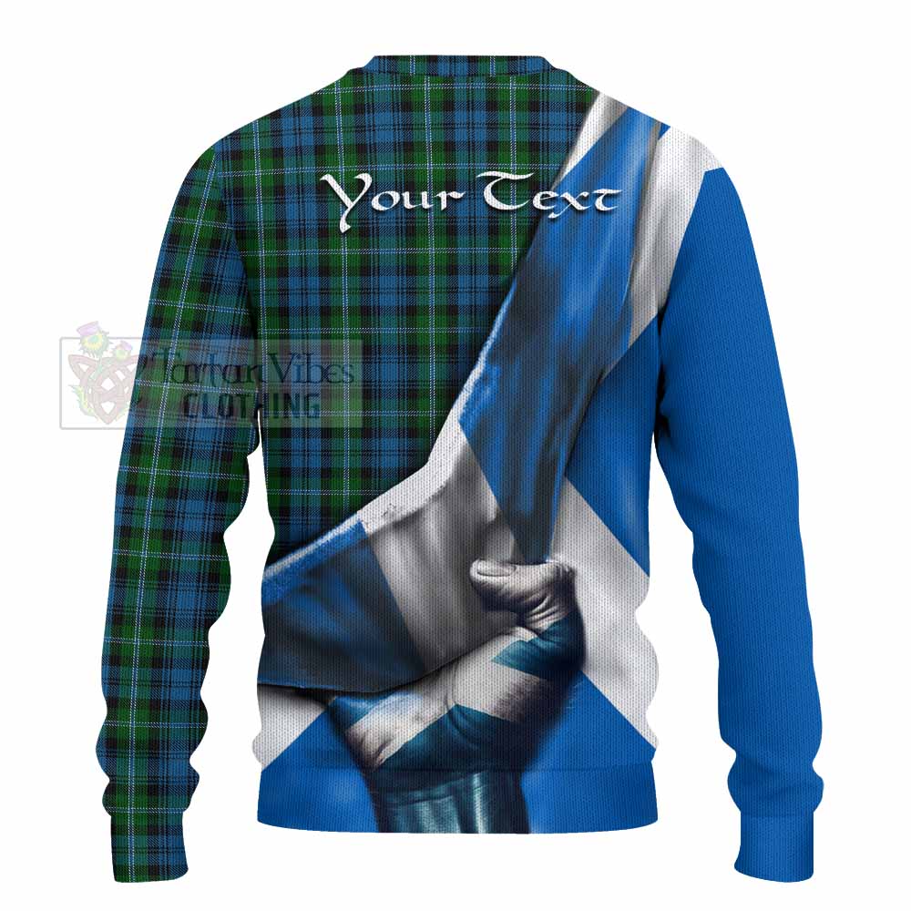 Lyon Tartan Knitted Sweater with Family Crest Scotland Patriotic Style - Tartan Vibes Clothing