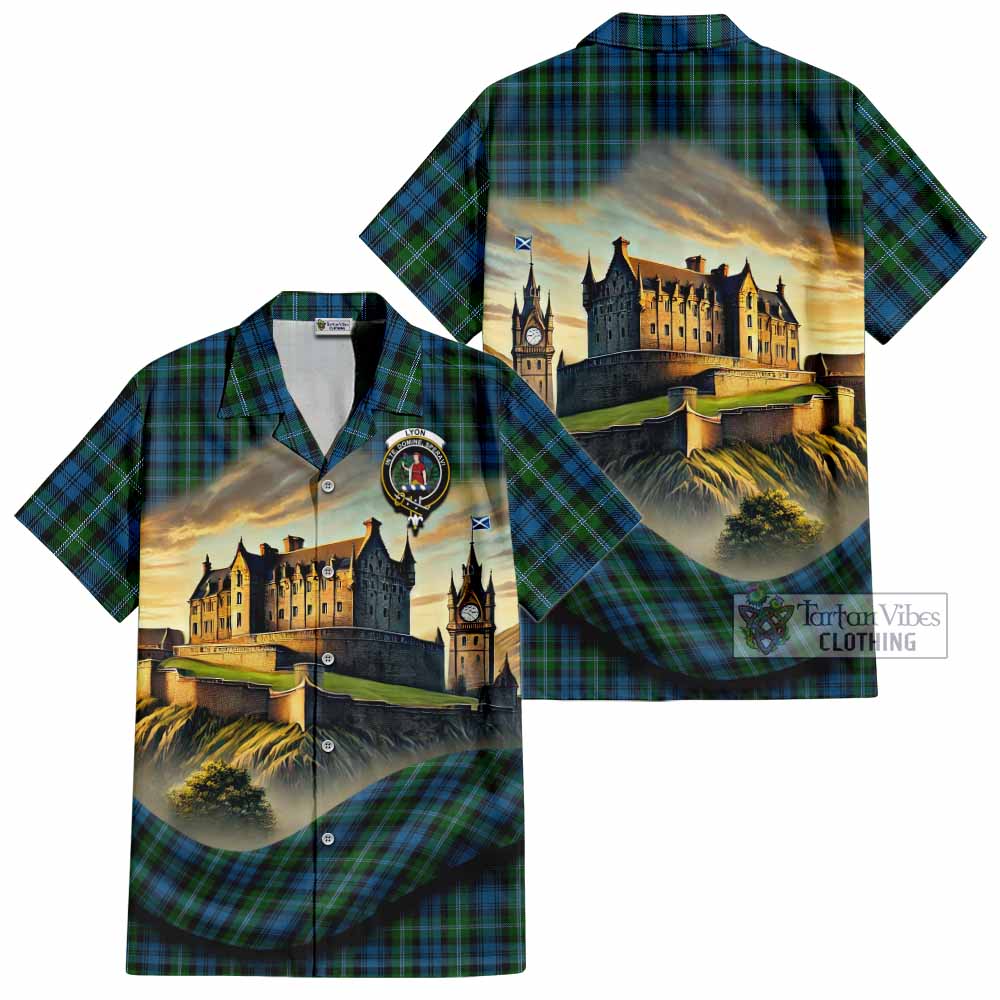 Lyon Tartan Family Crest Hawaiian Shirt with Scottish Ancient Castle Style - Tartan Vibes Clothing