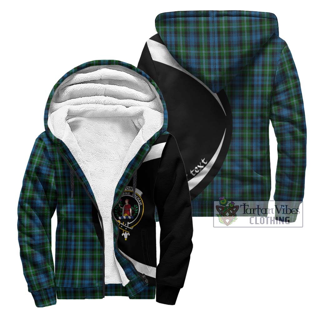 Lyon Tartan Sherpa Hoodie with Family Crest Circle Style Unisex - Tartan Vibes Clothing