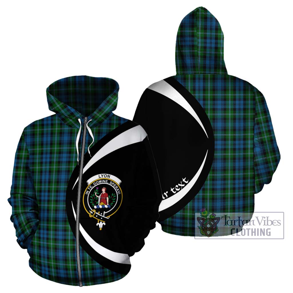 Lyon Tartan Hoodie with Family Crest Circle Style - Tartan Vibes Clothing
