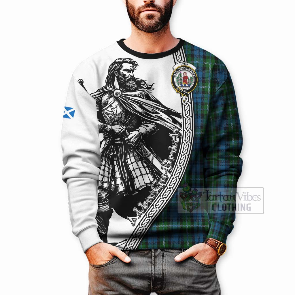 Lyon Tartan Clan Crest Sweatshirt with Highlander Warrior Celtic Style - Tartan Vibes Clothing