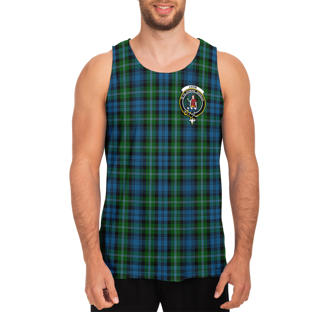 Lyon Tartan Mens Tank Top with Family Crest - Tartan Vibes Clothing