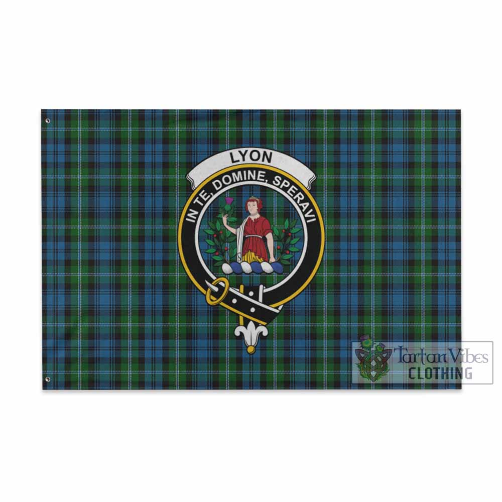 Tartan Vibes Clothing Lyon Tartan House Flag with Family Crest