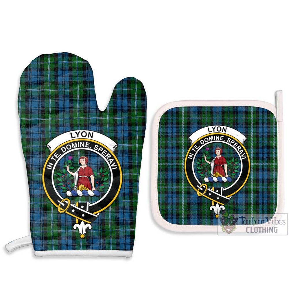 Lyon Tartan Combo Oven Mitt & Pot-Holder with Family Crest - Tartan Vibes Clothing