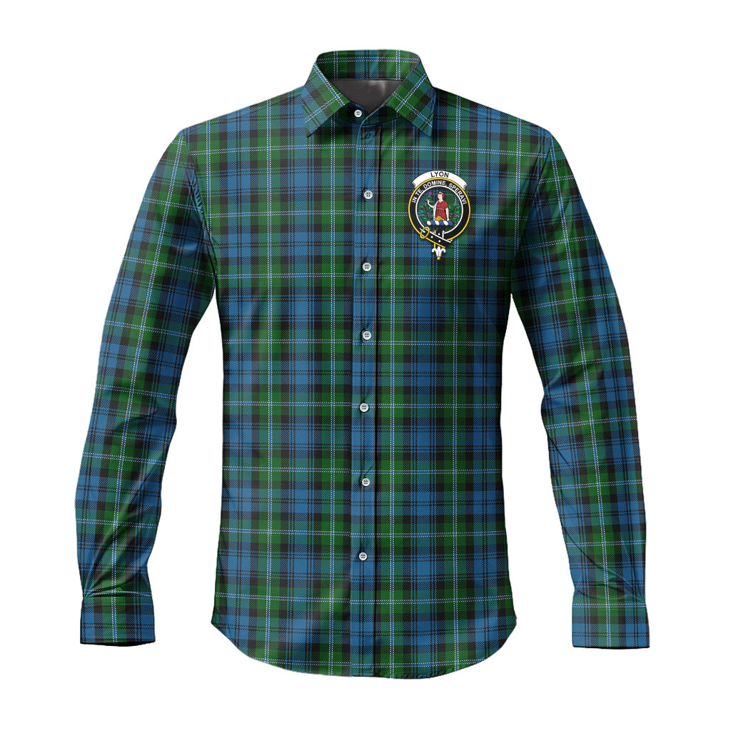 Lyon Tartan Long Sleeve Button Up Shirt with Family Crest Men's Shirt - Tartan Vibes Clothing