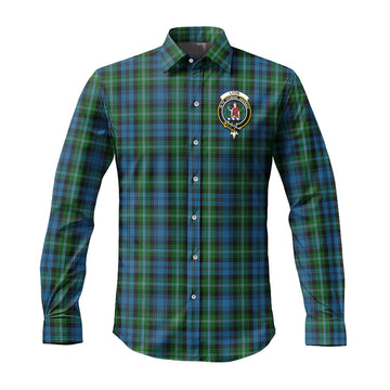 Lyon Tartan Long Sleeve Button Up Shirt with Family Crest Men's Shirt - Tartan Vibes Clothing