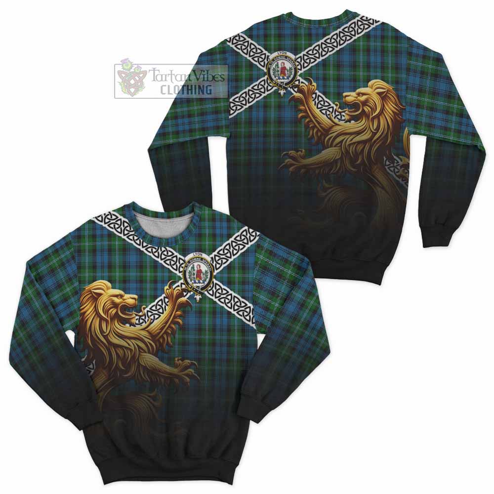 Lyon Crest Tartan Sweatshirt with Golden Lion Emblem Celtic Style - Tartan Vibes Clothing