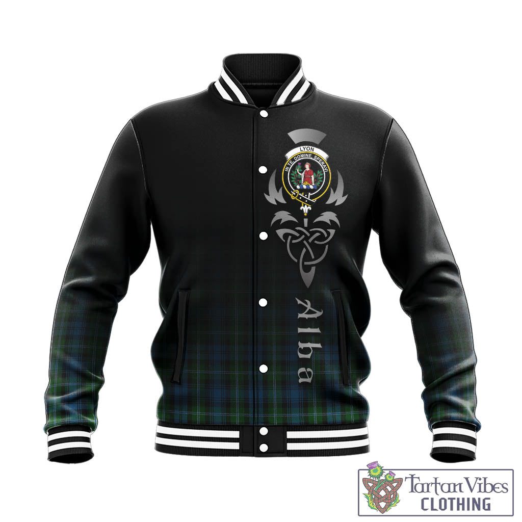 Lyon Tartan Baseball Jacket Featuring Alba Gu Brath Family Crest Celtic Inspired - Tartan Vibes Clothing