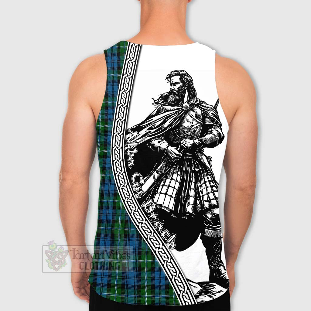 Lyon Tartan Clan Crest Men's Tank Top with Highlander Warrior Celtic Style - Tartan Vibes Clothing
