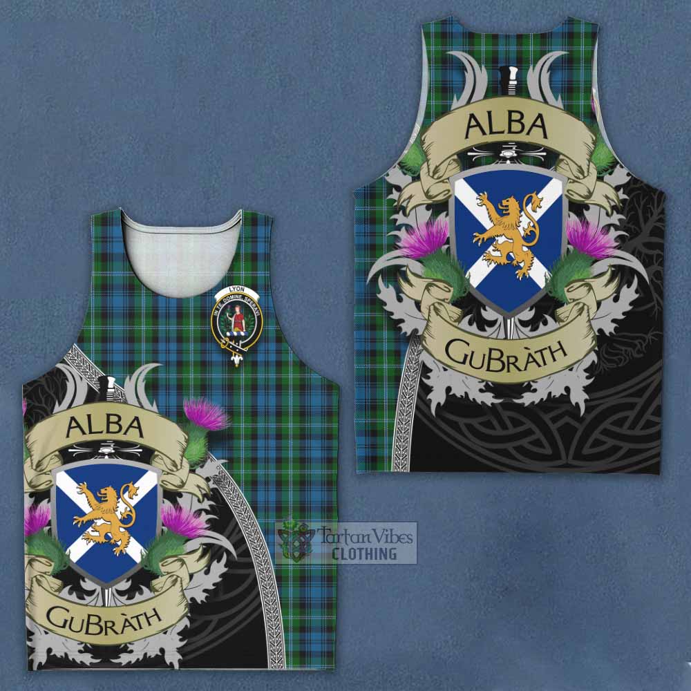 Lyon Tartan Family Crest Men's Tank Top Lion Rampant Royal Thistle Shield Celtic Inspired - Tartan Vibes Clothing