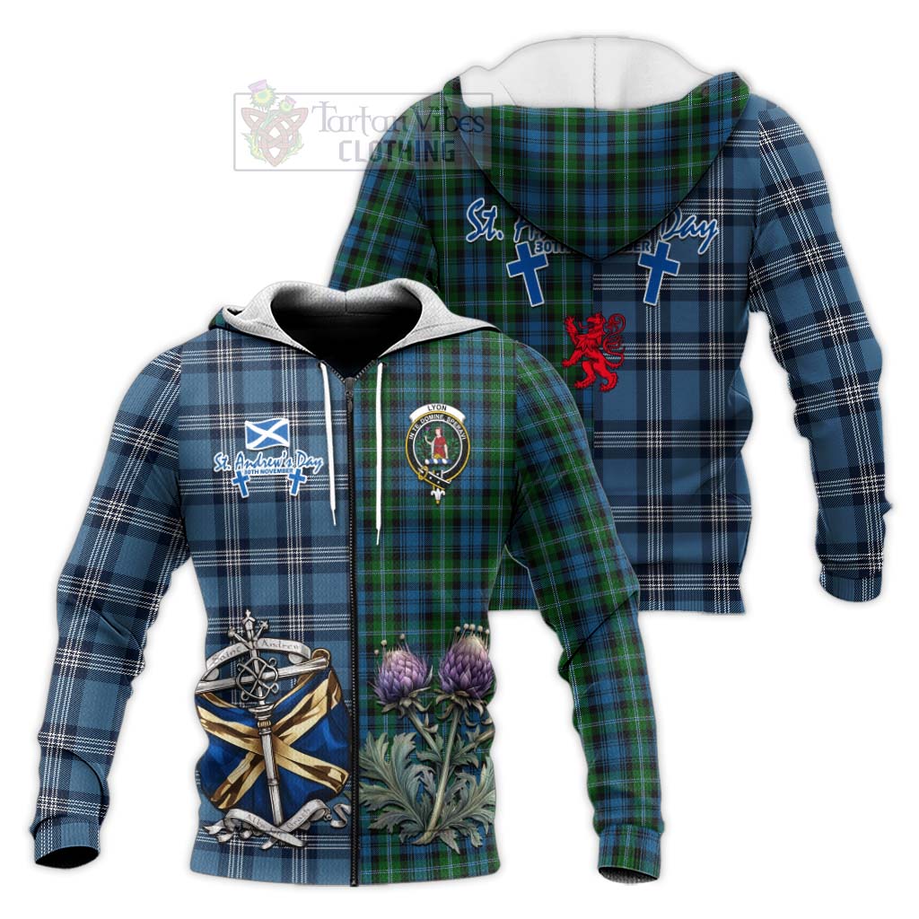 Lyon Tartan Knitted Hoodie Happy St. Andrew's Day Half Tartan Style Unisex Knitted Zip Hoodie - Tartan Vibes Clothing