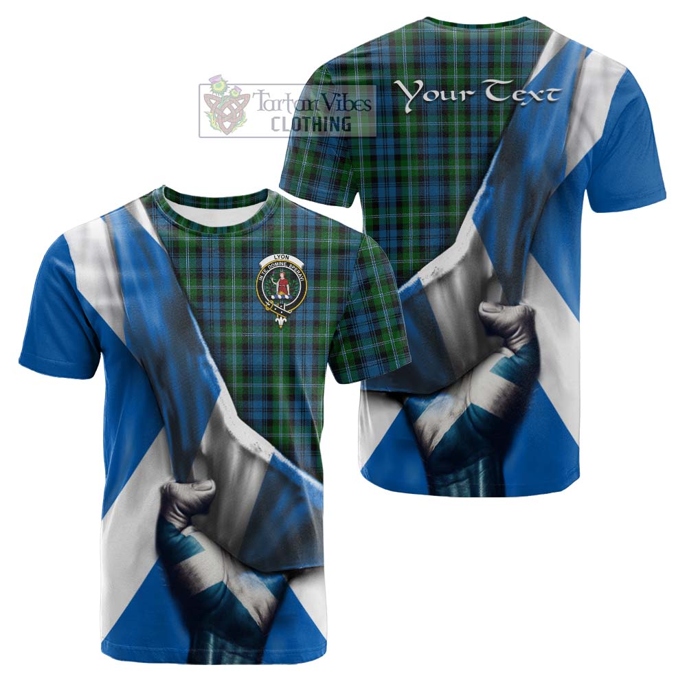 Tartan Vibes Clothing Lyon Tartan Cotton T-shirt with Family Crest Scotland Patriotic Style