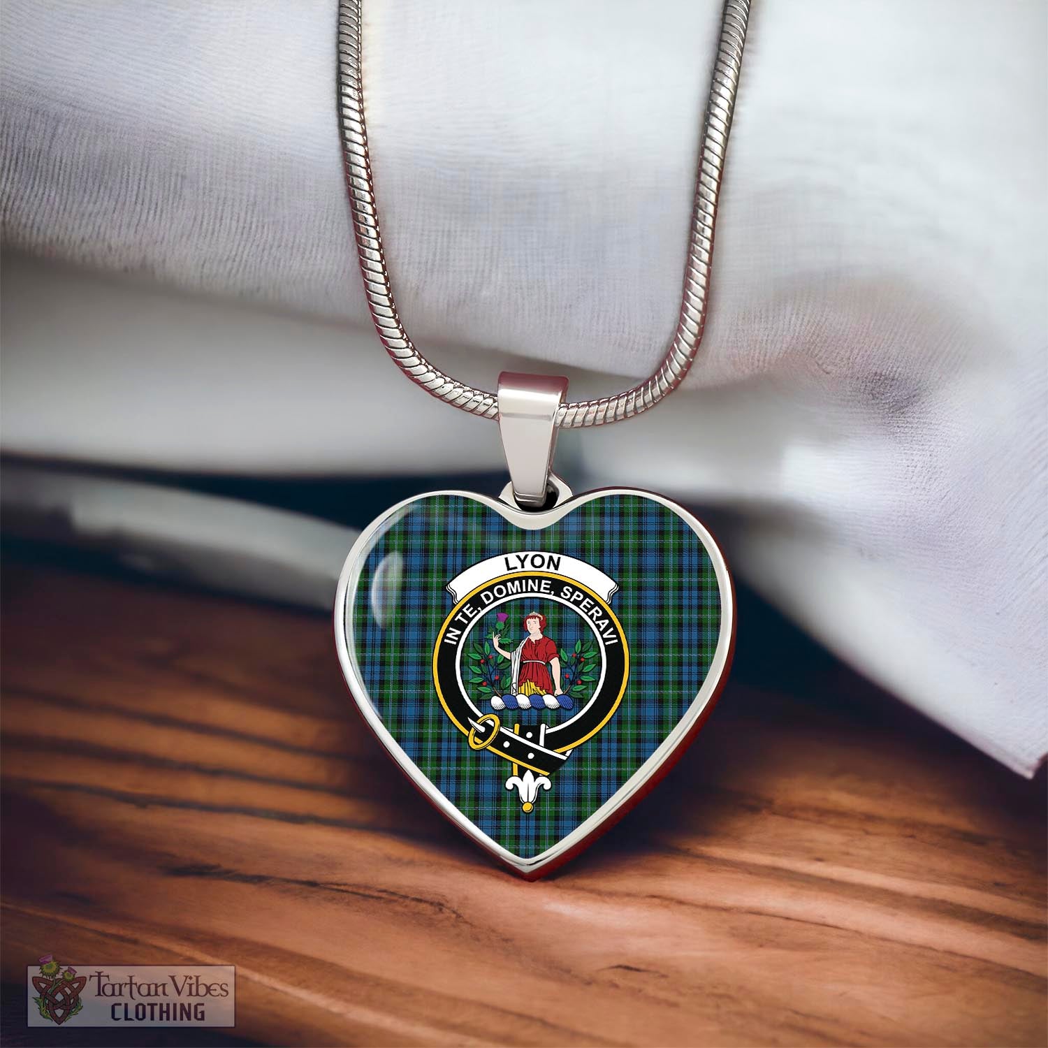 Lyon Tartan Heart Necklace with Family Crest - Tartan Vibes Clothing