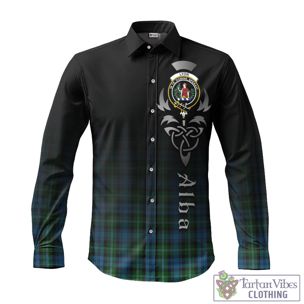 Lyon Tartan Long Sleeve Button Up Featuring Alba Gu Brath Family Crest Celtic Inspired - Tartan Vibes Clothing