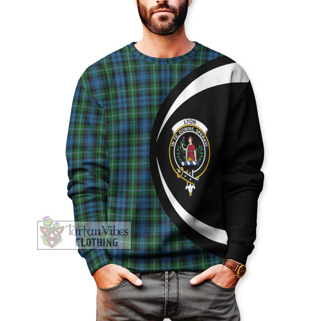 Lyon Tartan Sweatshirt with Family Crest Circle Style - Tartan Vibes Clothing