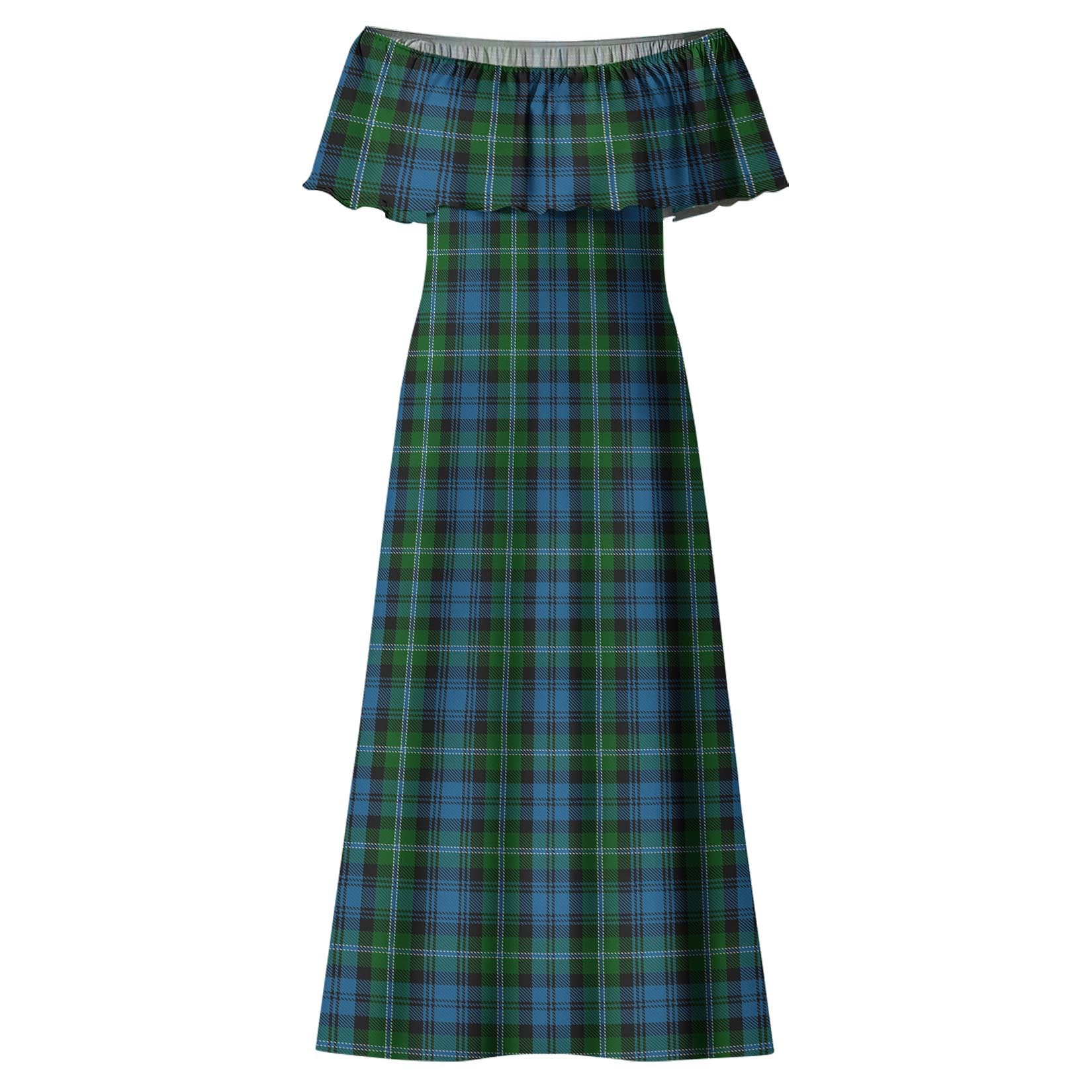 Lyon Tartan Off Shoulder Long Dress - Tartan Vibes Clothing