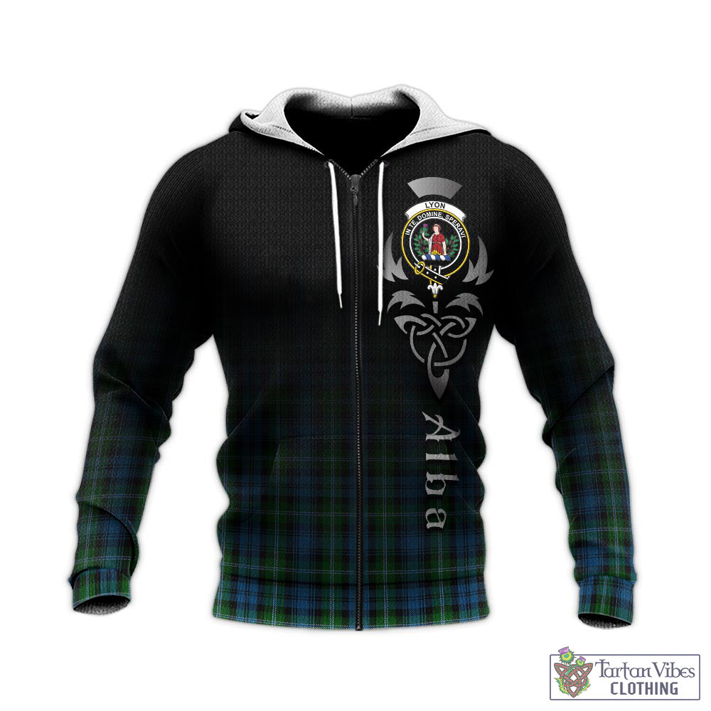 Tartan Vibes Clothing Lyon Tartan Knitted Hoodie Featuring Alba Gu Brath Family Crest Celtic Inspired