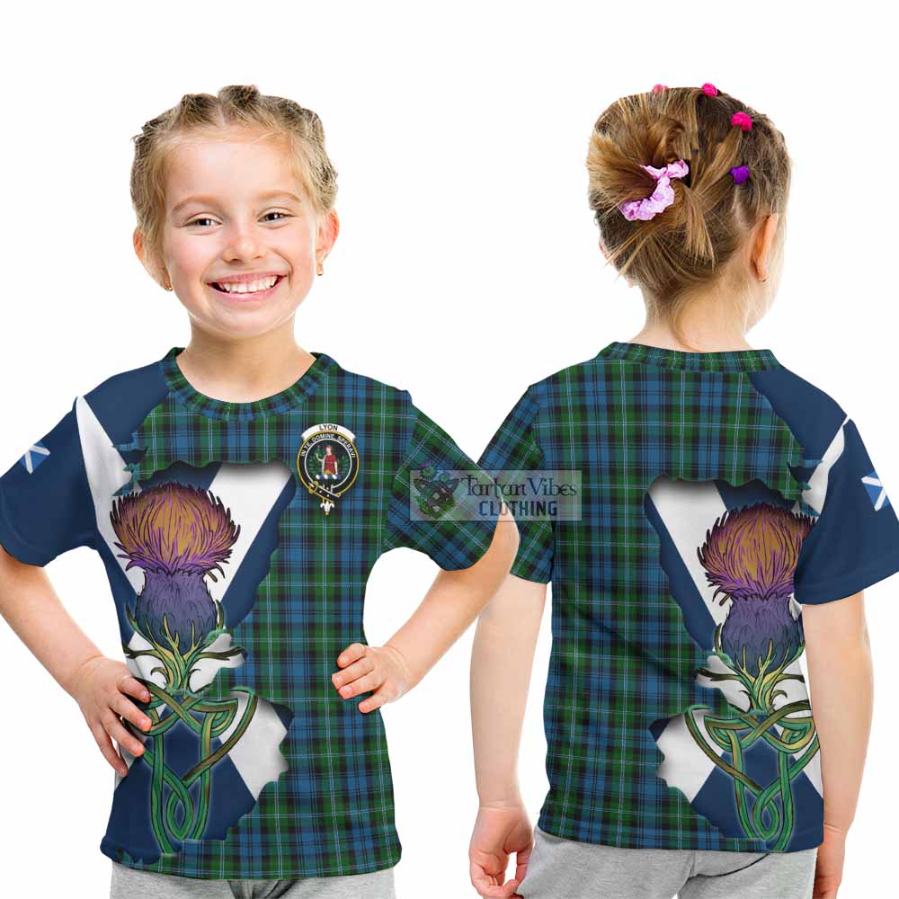 Lyon Tartan Family Crest Kid T-Shirt Scottish Thistle Celtic Inspired - Tartan Vibes Clothing