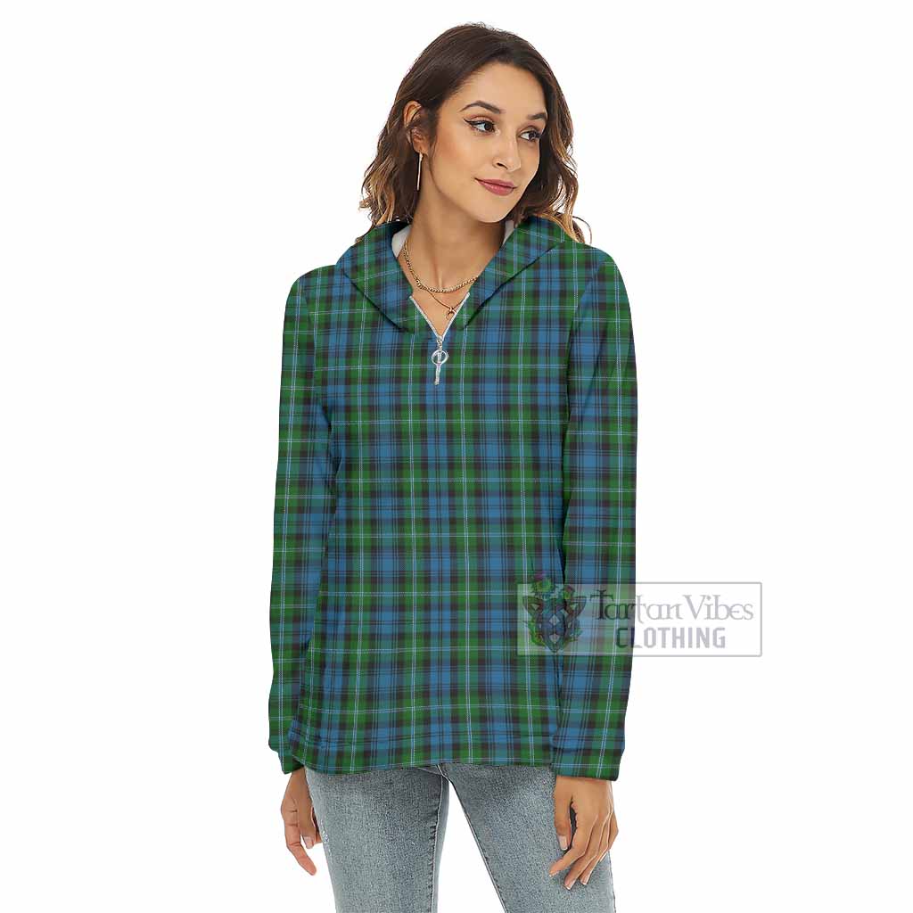 Lyon Tartan Women's Borg Fleece Hoodie with Half Zip - Tartan Vibes Clothing