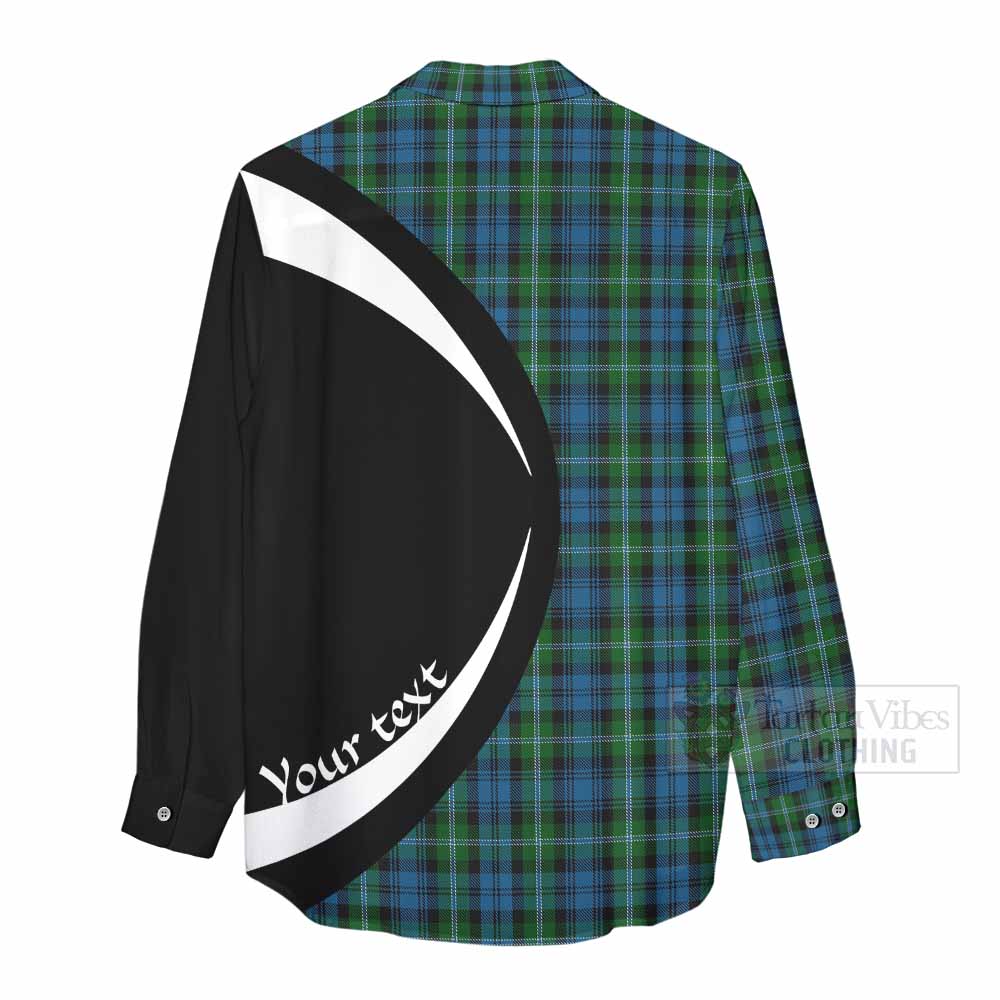 Lyon Tartan Women's Casual Shirt with Family Crest Circle Style - Tartan Vibes Clothing
