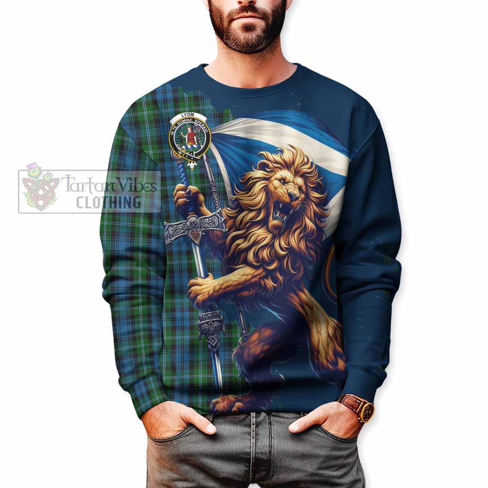 Lyon Tartan Family Crest Sweatshirt with Scottish Majestic Lion - Tartan Vibes Clothing