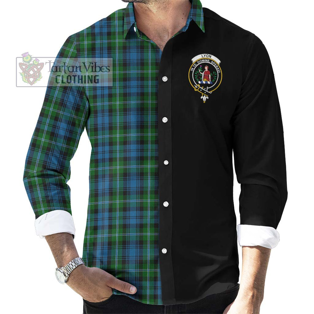Lyon Tartan Long Sleeve Button Shirt with Family Crest and Half Of Me Style - Tartanvibesclothing Shop