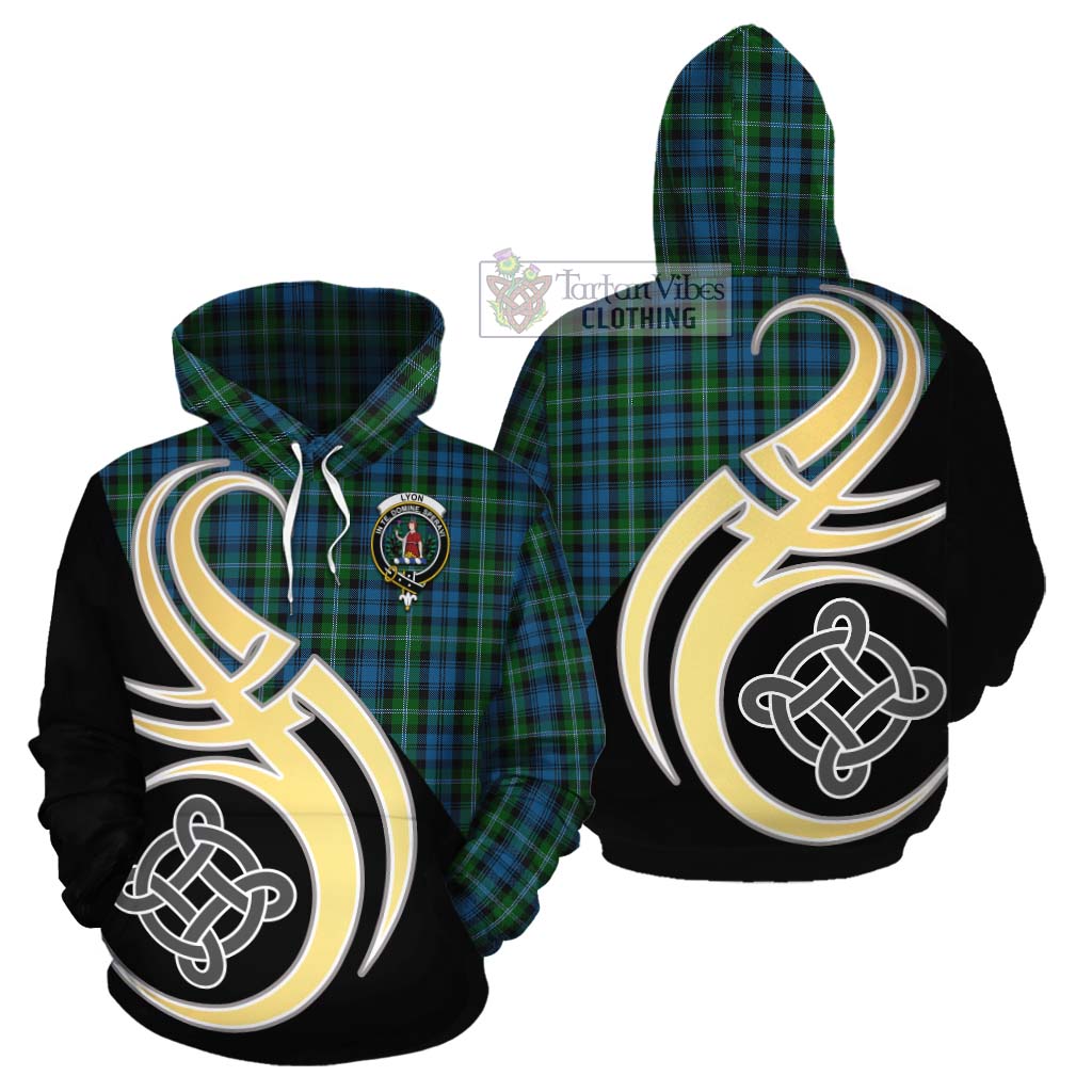 Lyon Tartan Cotton Hoodie with Family Crest and Celtic Symbol Style Zip Hoodie - Tartan Vibes Clothing
