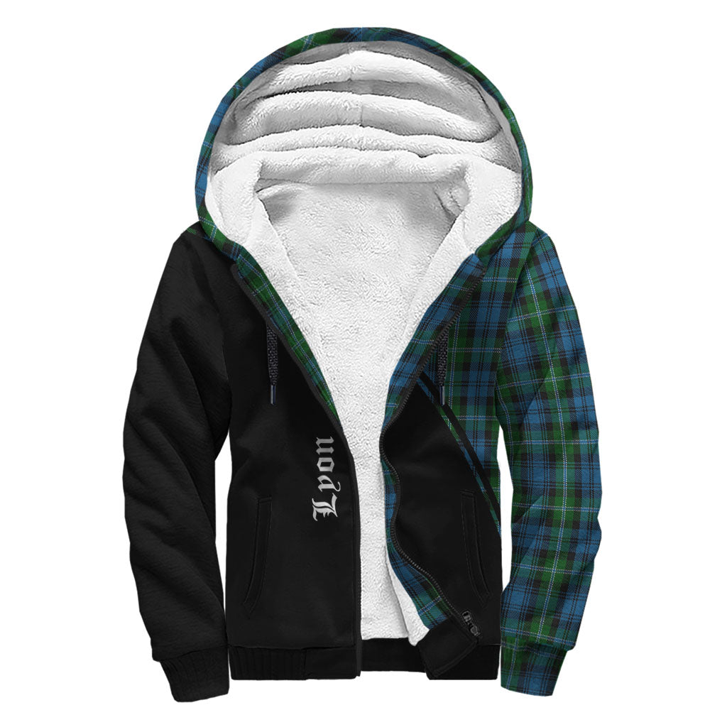 Lyon Tartan Sherpa Hoodie with Family Crest Curve Style - Tartan Vibes Clothing