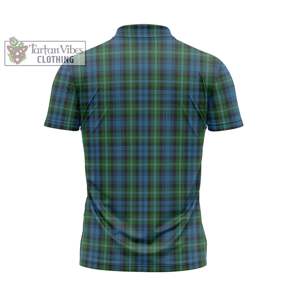 Lyon Tartan Zipper Polo Shirt with Family Crest - Tartan Vibes Clothing