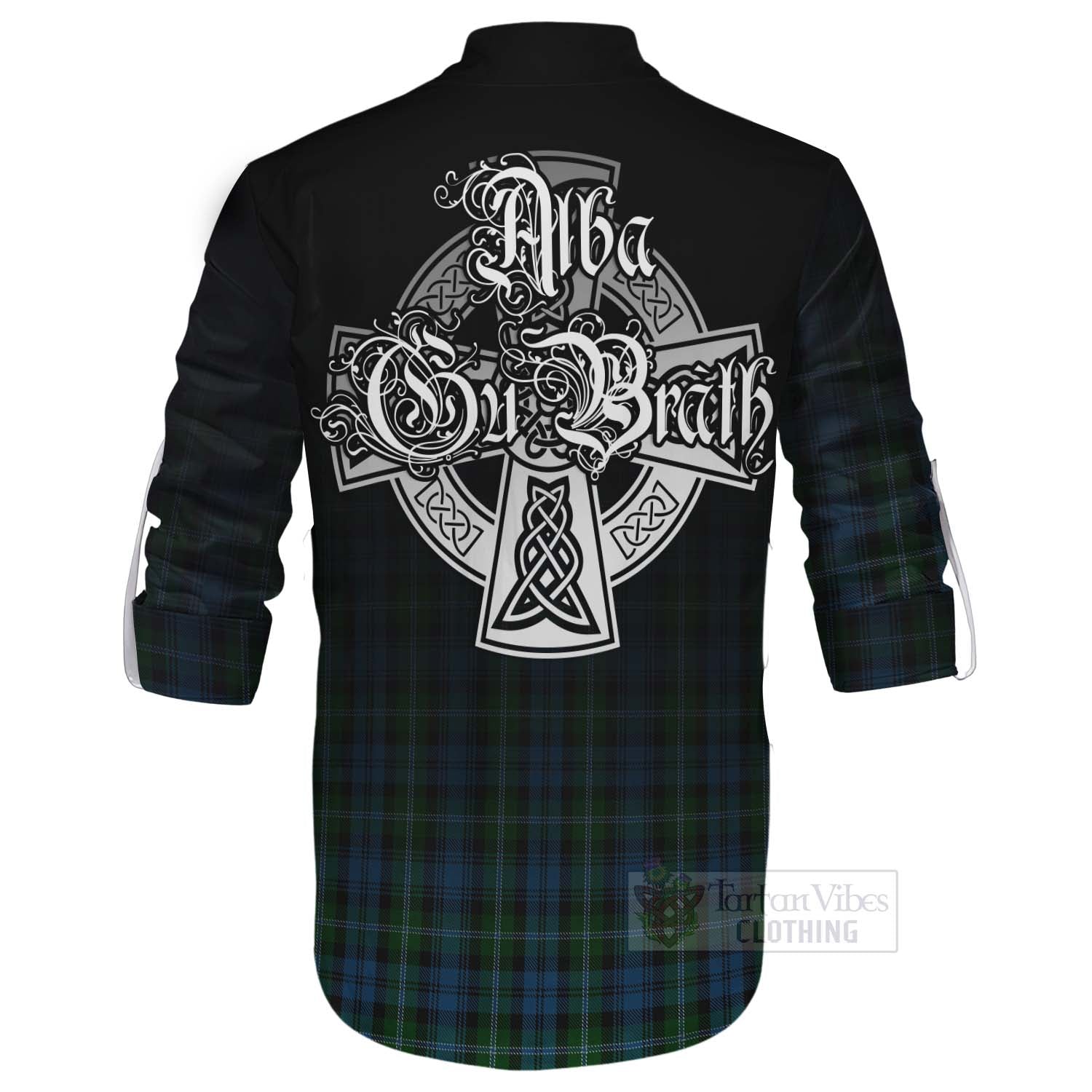 Lyon Tartan Ghillie Kilt Shirt Featuring Alba Gu Brath Family Crest Celtic Inspired - Tartan Vibes Clothing