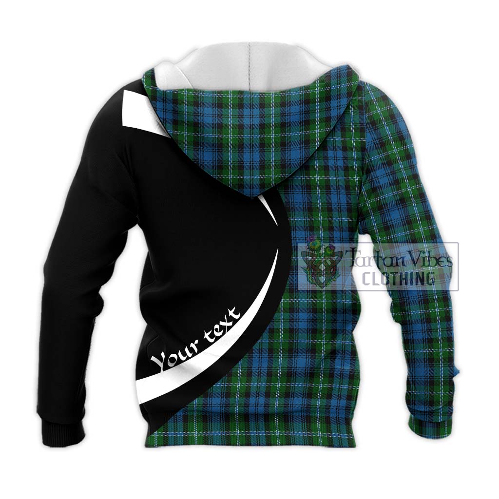 Lyon Tartan Knitted Hoodie with Family Crest Circle Style - Tartan Vibes Clothing