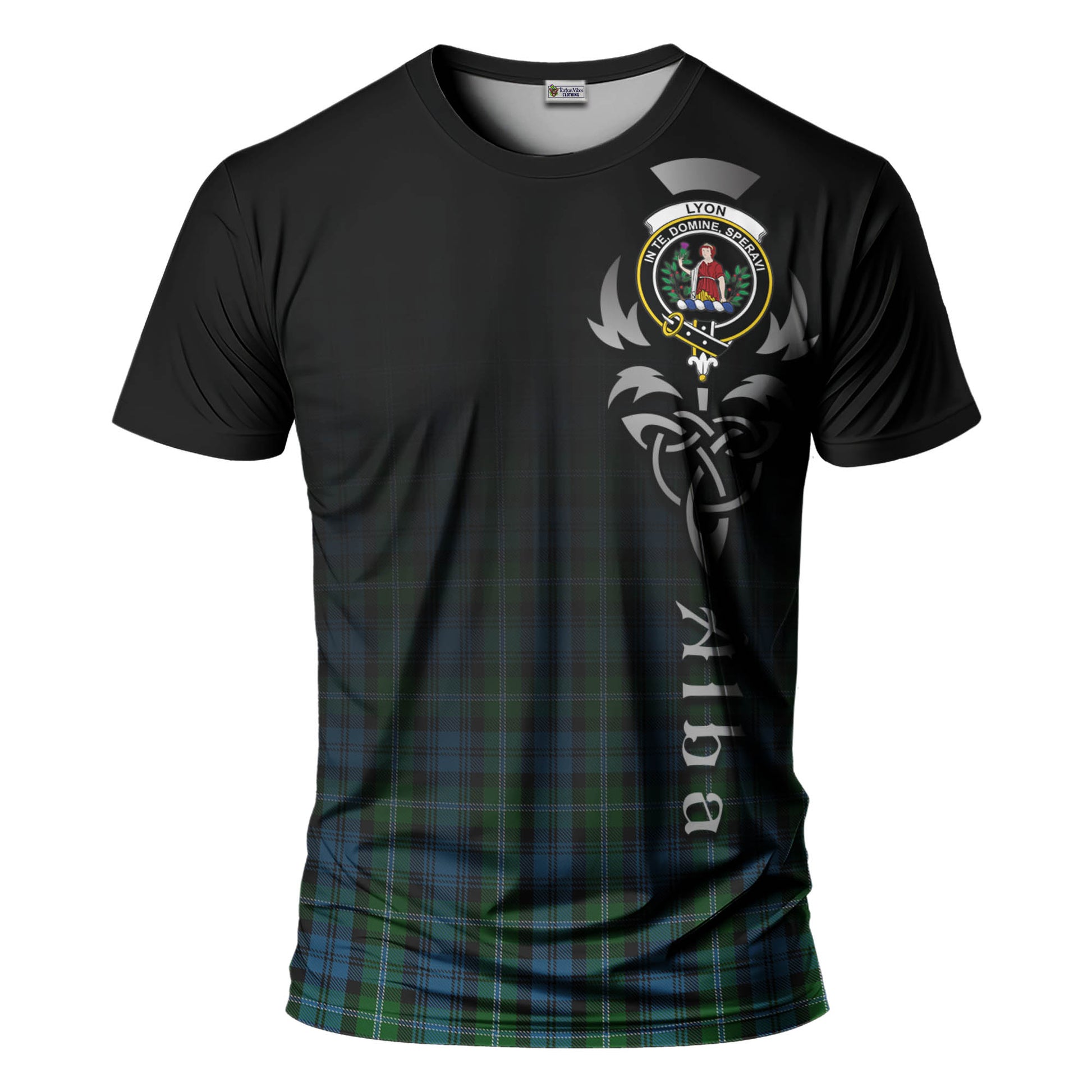 Tartan Vibes Clothing Lyon Tartan T-Shirt Featuring Alba Gu Brath Family Crest Celtic Inspired