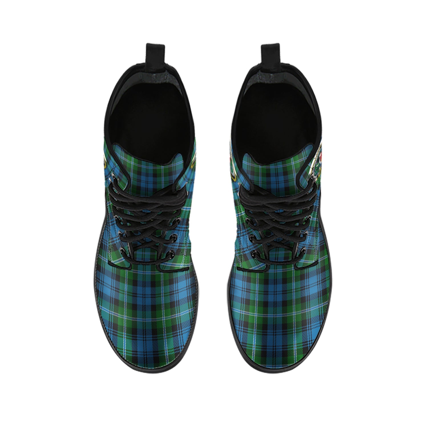 Lyon Tartan Leather Boots with Family Crest - Tartan Vibes Clothing