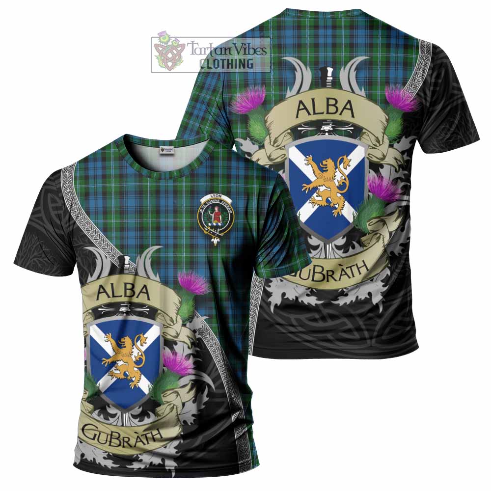 Tartan Vibes Clothing Lyon Tartan Family Crest T-Shirt Lion Rampant Royal Thistle Shield Celtic Inspired
