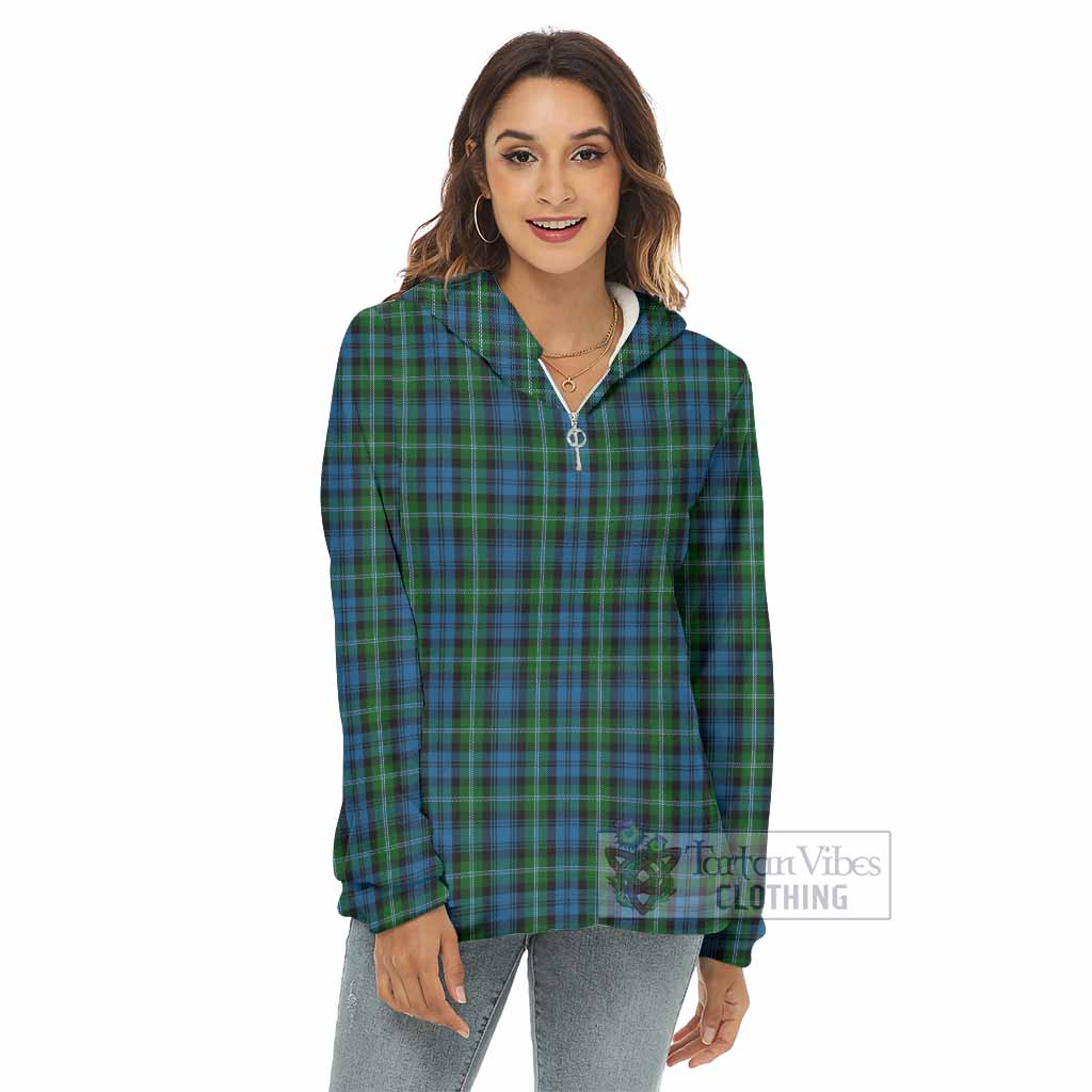 Lyon Tartan Women's Borg Fleece Hoodie with Half Zip - Tartan Vibes Clothing