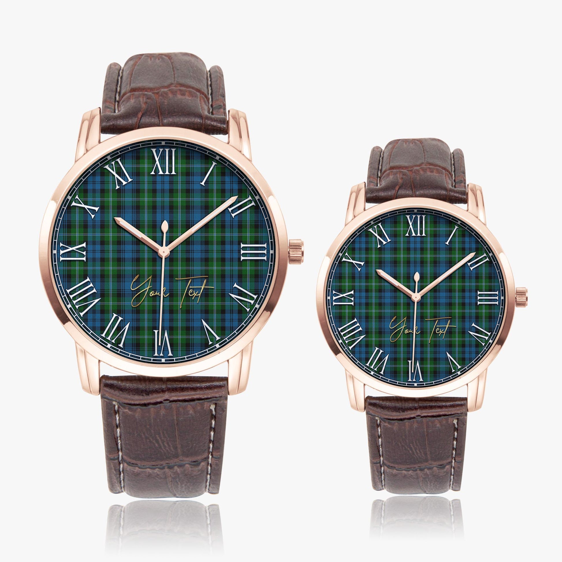 Lyon Tartan Personalized Your Text Leather Trap Quartz Watch - Tartan Vibes Clothing
