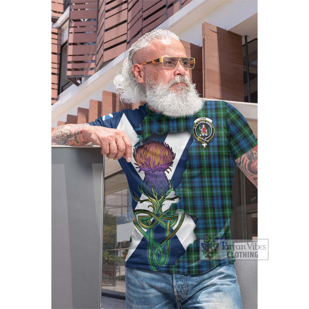 Tartan Vibes Clothing Lyon Tartan Family Crest Cotton T-shirt Scottish Thistle Celtic Inspired
