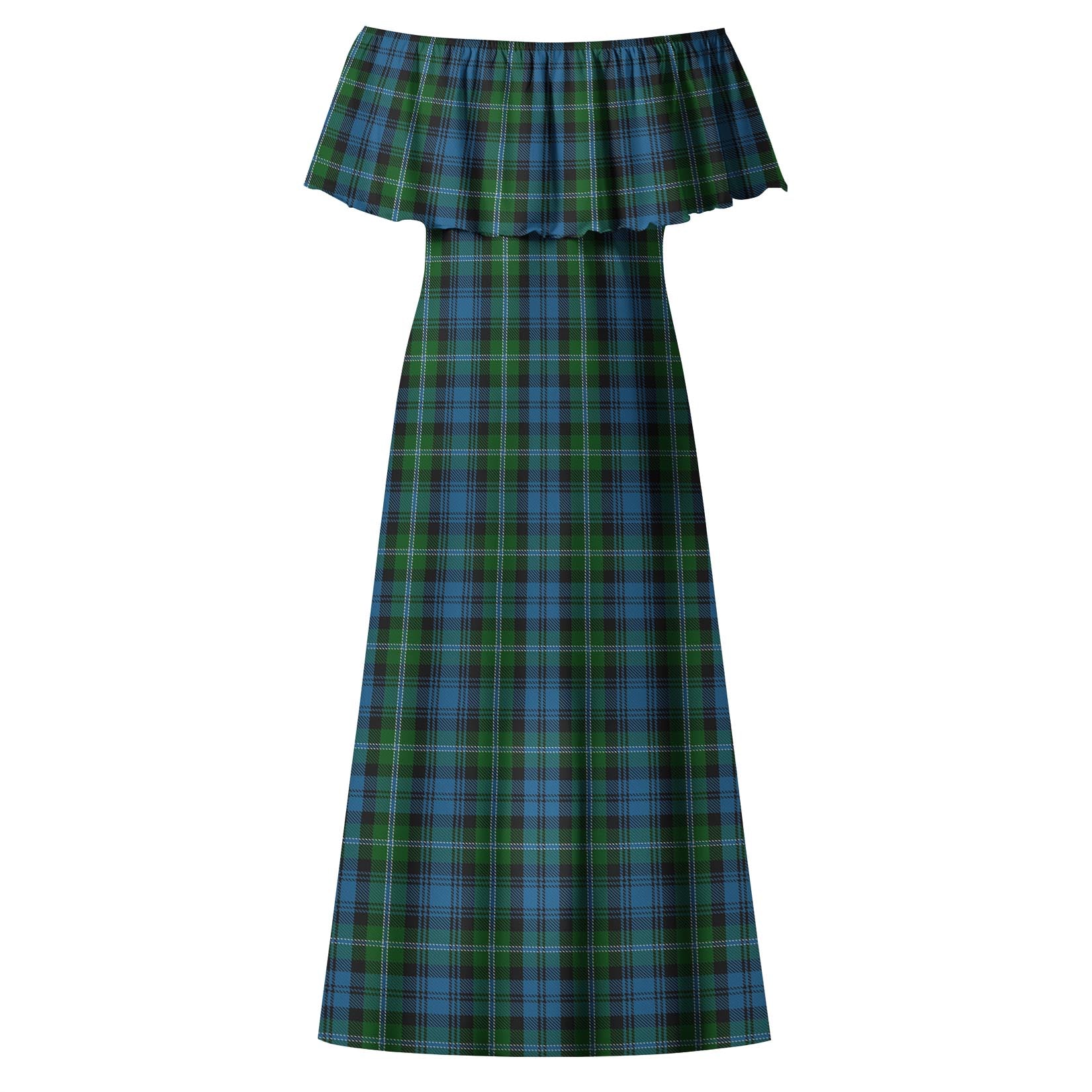 Lyon Tartan Off Shoulder Long Dress - Tartan Vibes Clothing