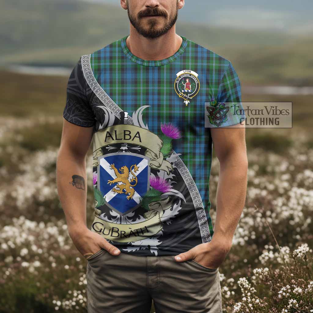 Tartan Vibes Clothing Lyon Tartan Family Crest T-Shirt Lion Rampant Royal Thistle Shield Celtic Inspired
