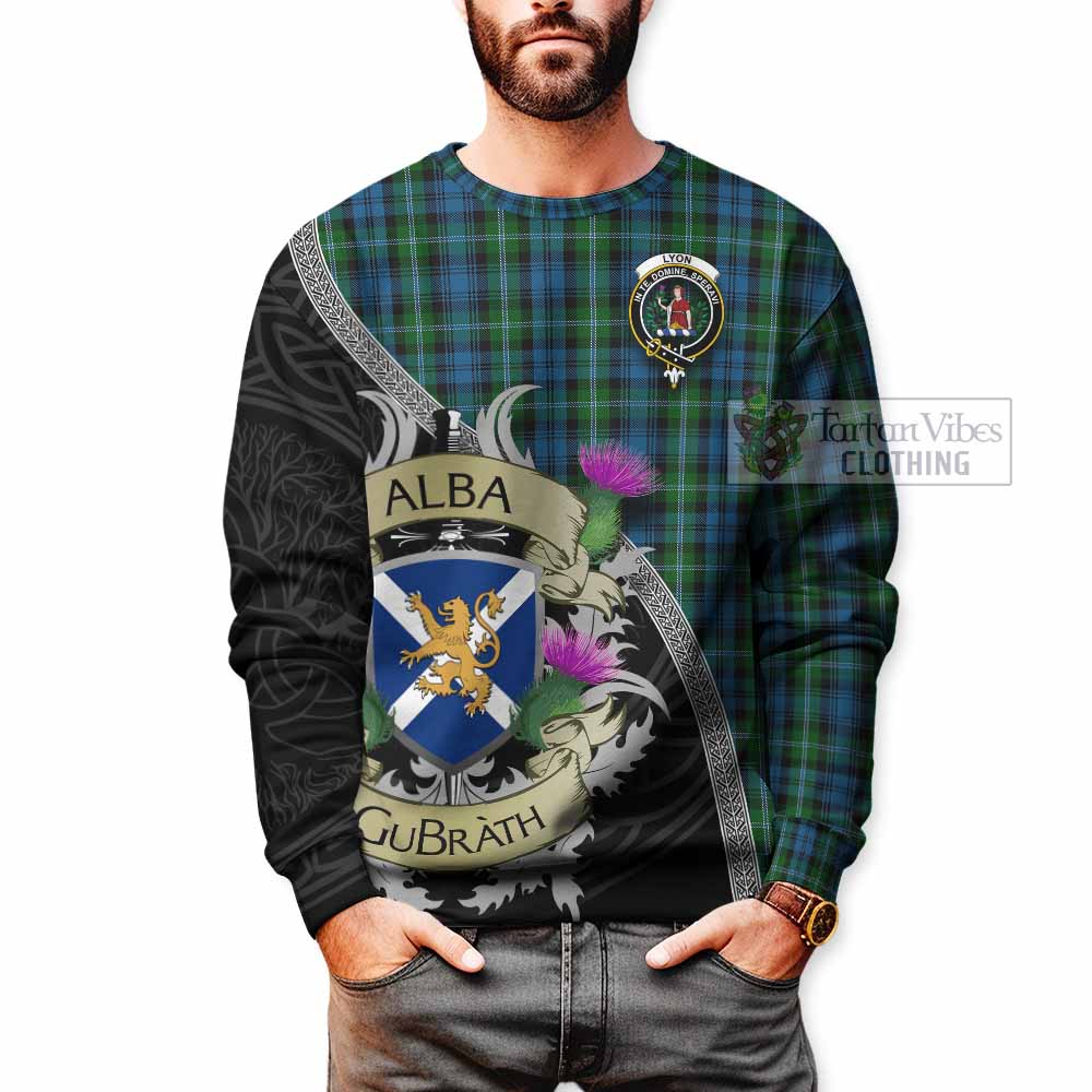 Lyon Tartan Family Crest Sweatshirt Lion Rampant Royal Thistle Shield Celtic Inspired - Tartan Vibes Clothing