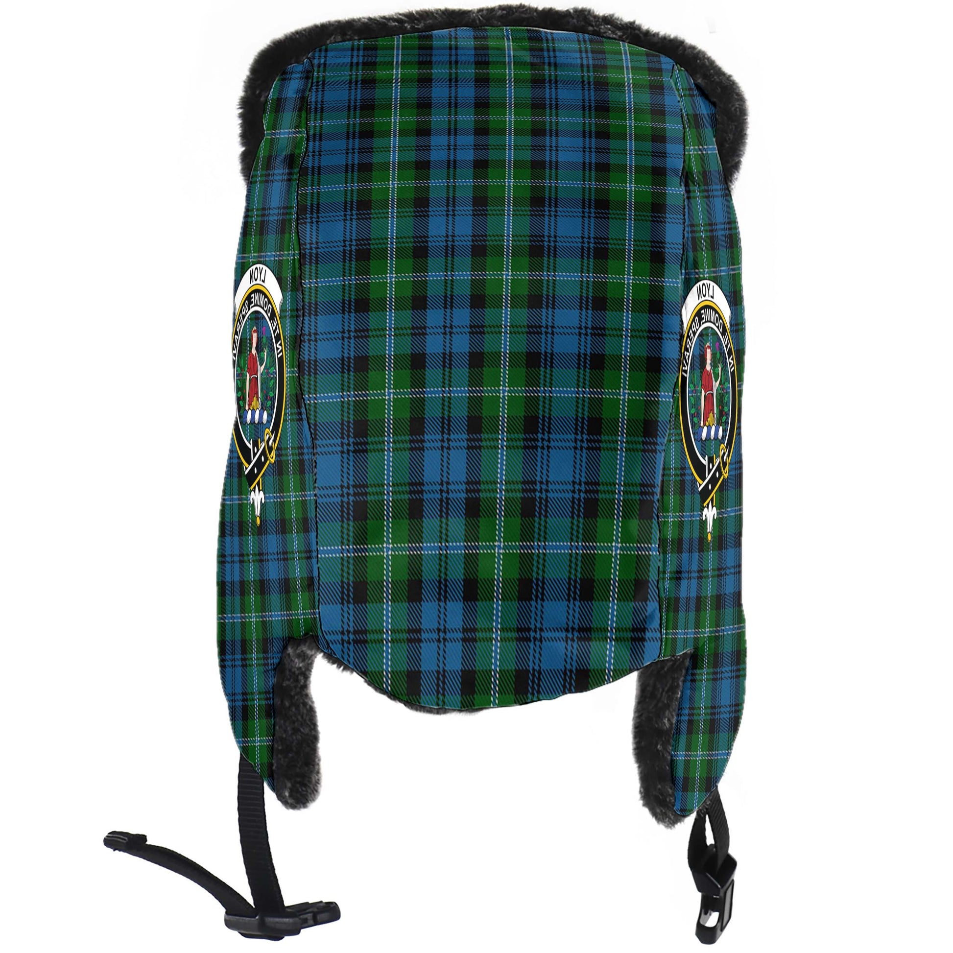 Lyon Tartan Winter Trapper Hat with Family Crest - Tartan Vibes Clothing