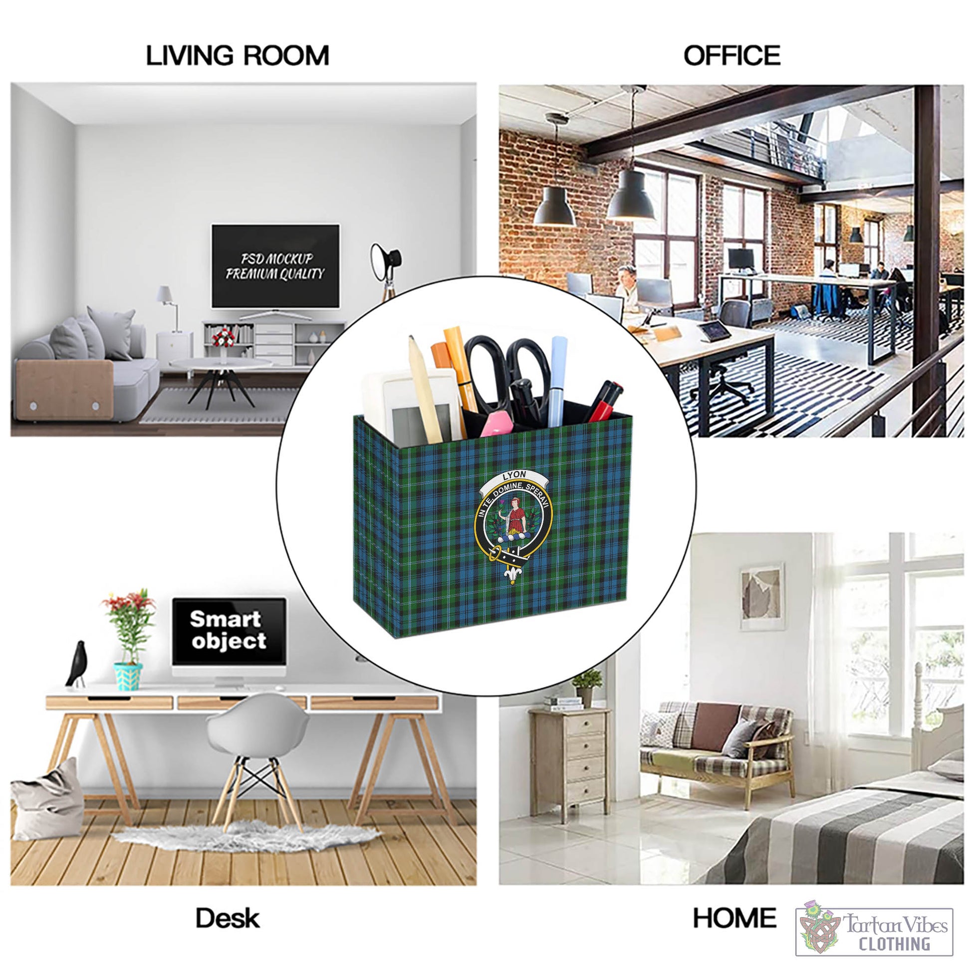 Lyon Tartan Pen Holder with Family Crest - Tartan Vibes Clothing