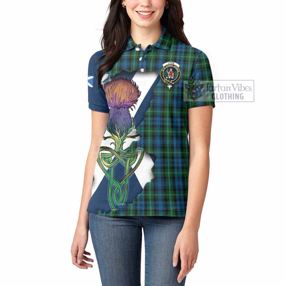 Lyon Tartan Family Crest Women's Polo Shirt Scottish Thistle Celtic Inspired - Tartan Vibes Clothing